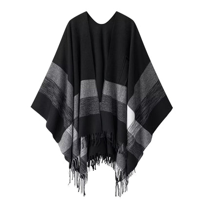 Damen Poncho Kuschelig Muster Eveloria