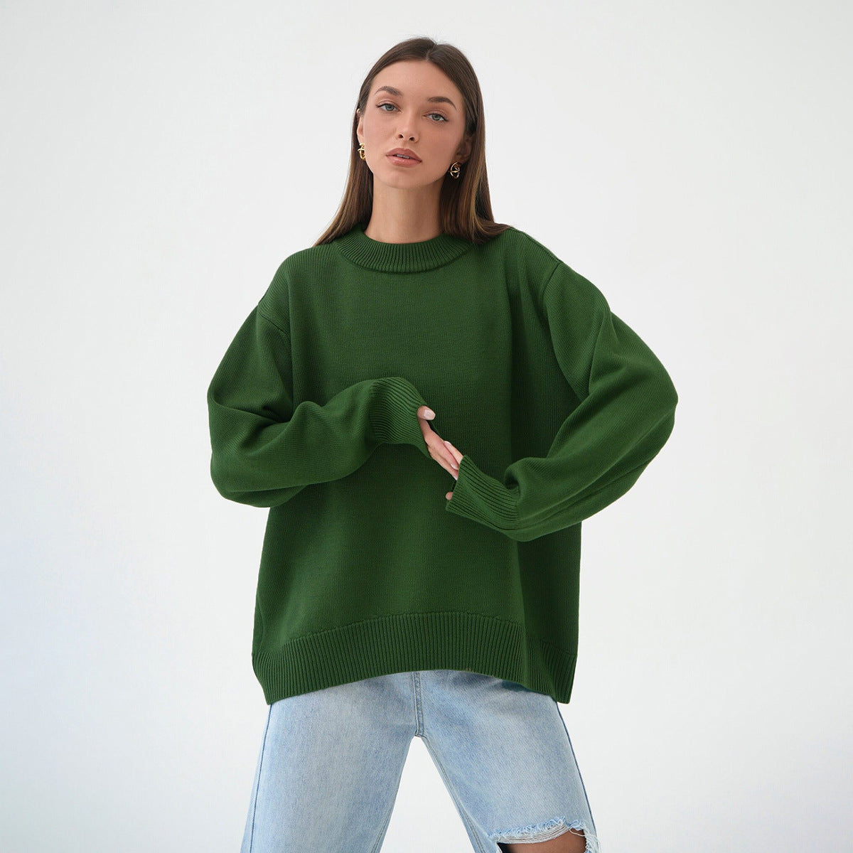 Damen Oversized Pullover Strickmuster Eveloria