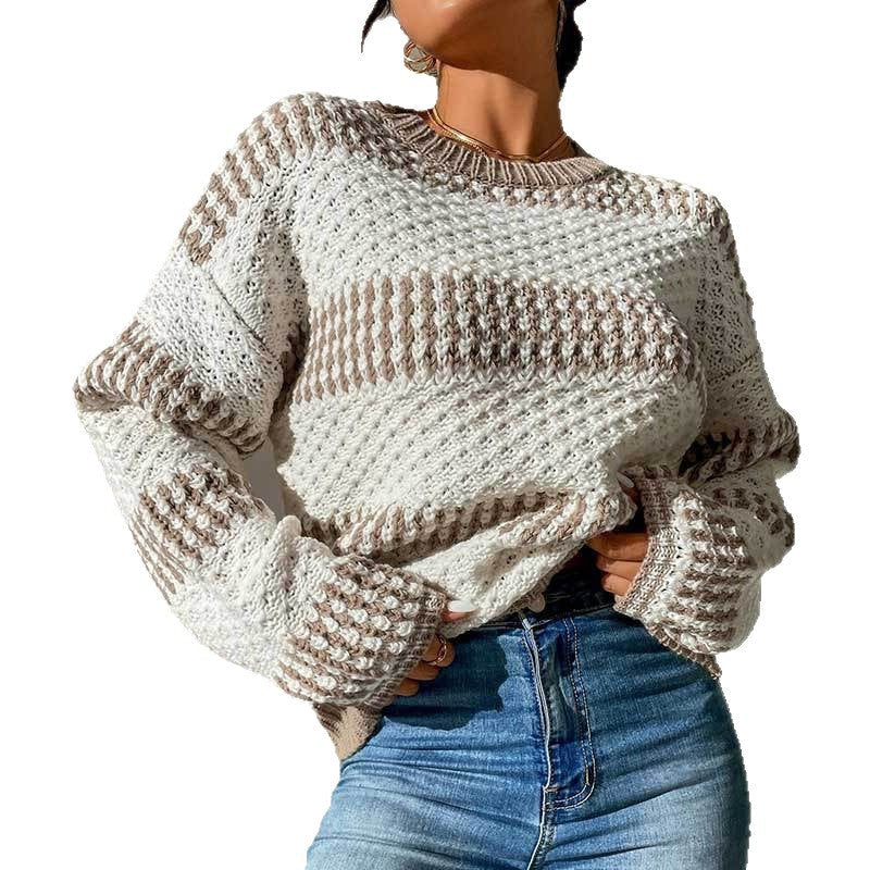 Damen Strickpullover Oversized Strukturmuster