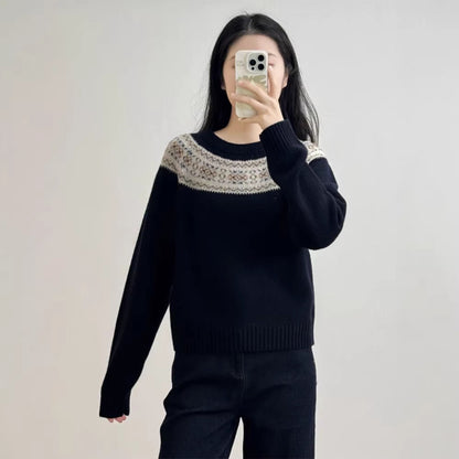 Damen Strickpullover Norweger Muster Eveloria - Eveloria