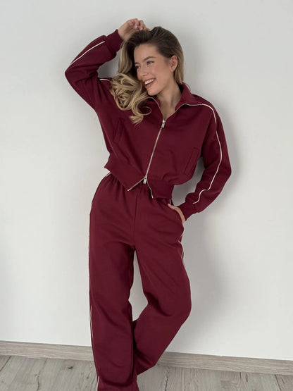 Damen Sportset Slim Fit Reißverschluss Eveloria