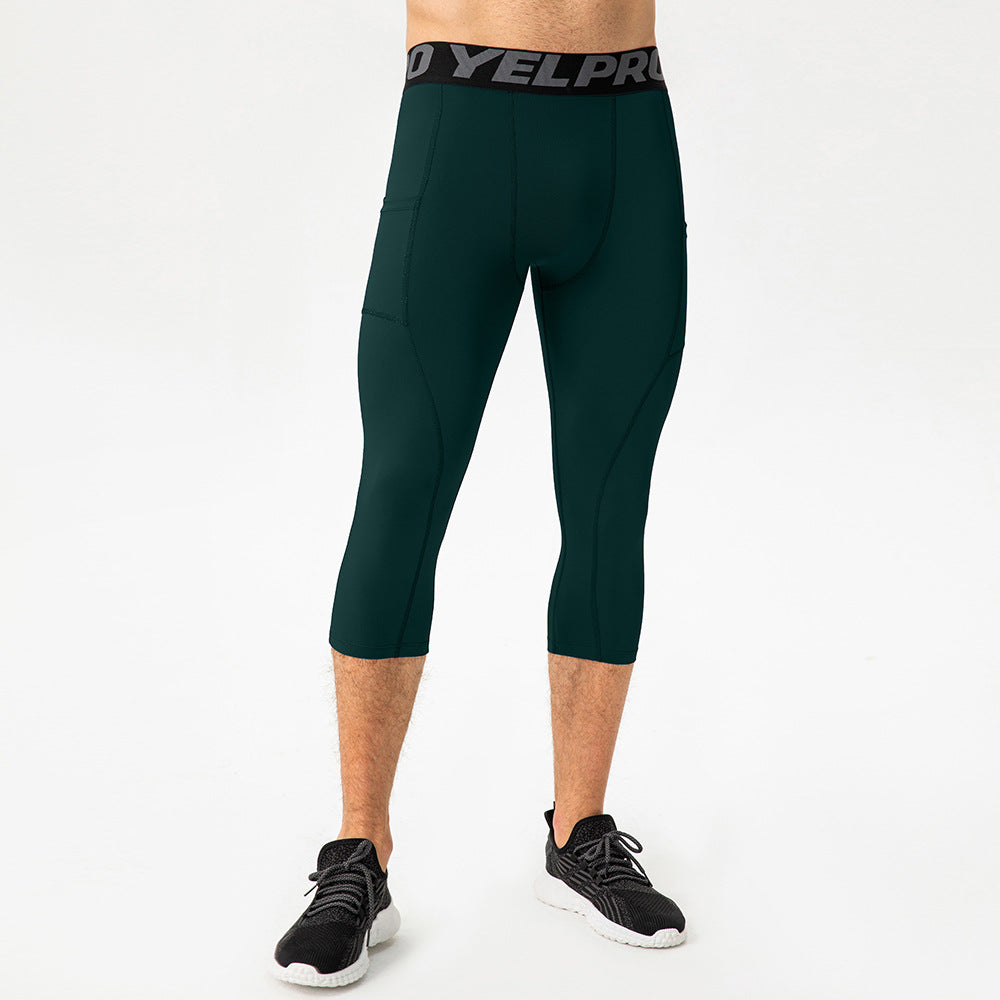 Herren Sportleggings Kompressions Atmungsaktives Mesh