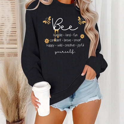Damen Sweatshirt Bienenmotiv Positives Design Grau
