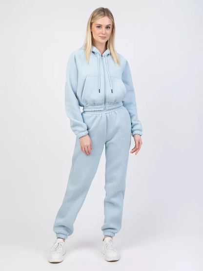 Damen Fleece-Set Jogginghose Pullover Elastisch Eveloria