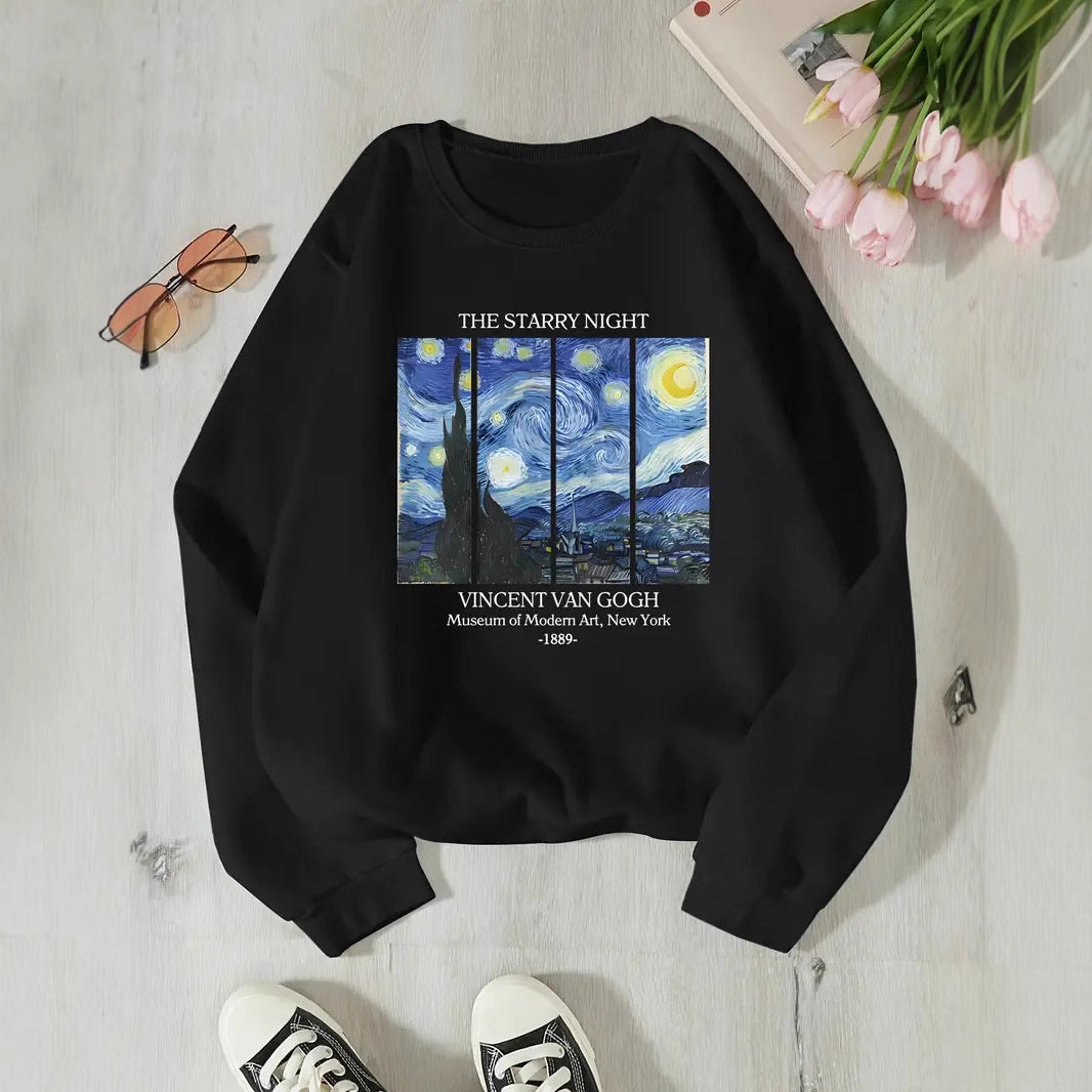 Damen Sweatshirt Van Gogh Motiv Baumwolle