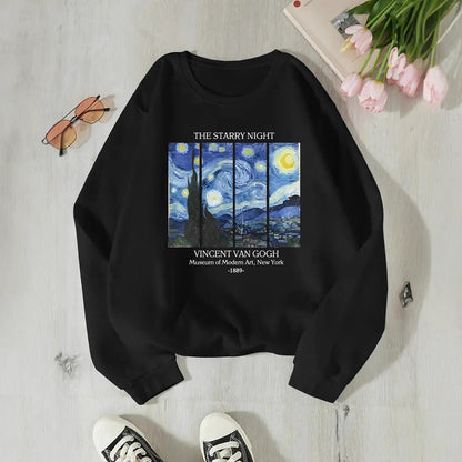 Damen Sweatshirt Van Gogh Motiv Baumwolle