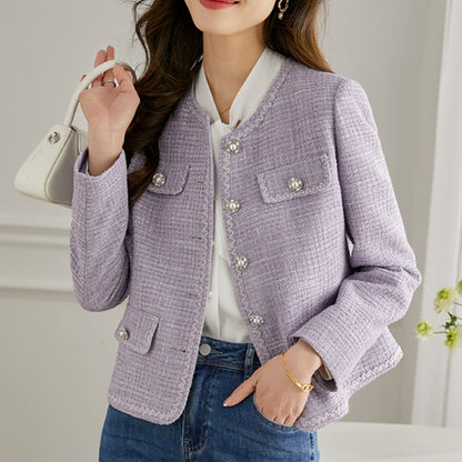 Damen Tweedjacke Perlendetails Elegant