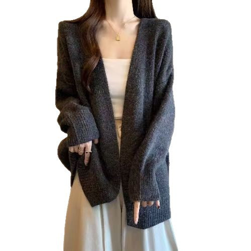 Damen Strickjacke V-Ausschnitt Locker Eveloria