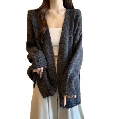 Damen Strickjacke V-Ausschnitt Locker Eveloria