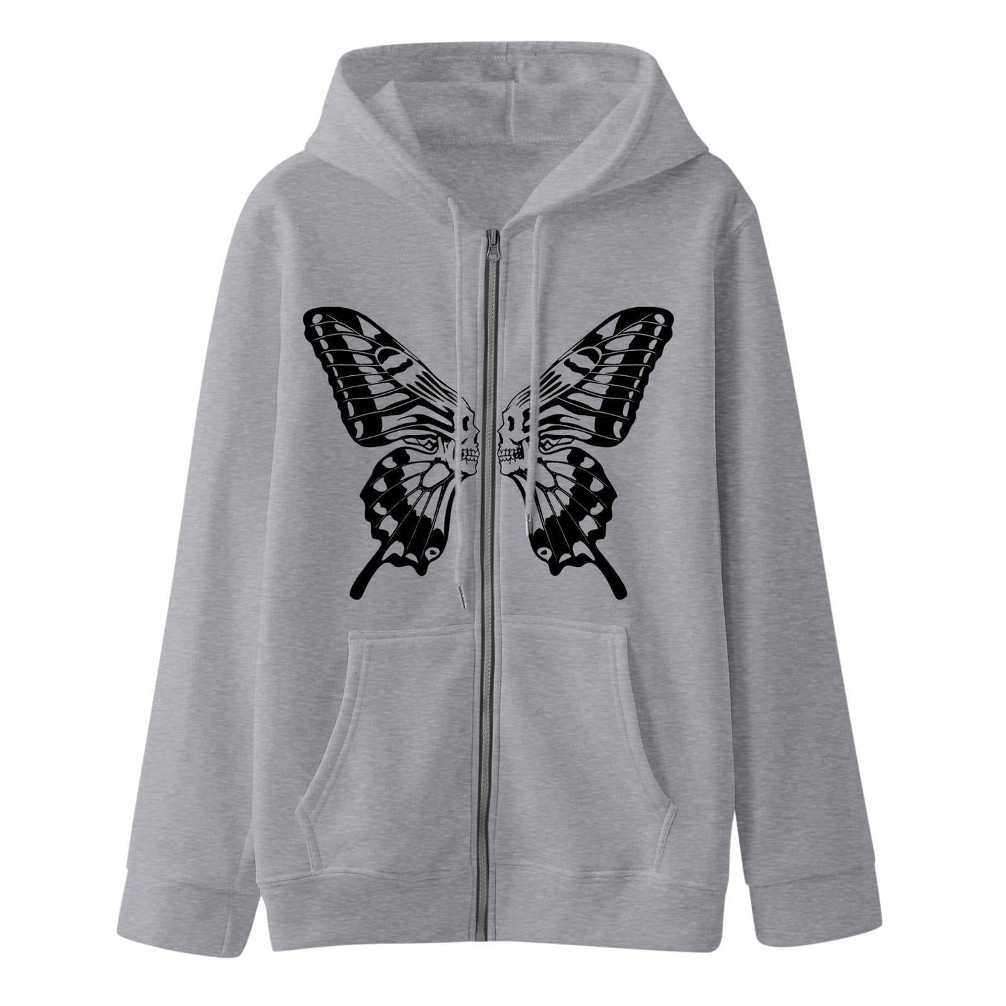 Damen Sweatjacke Kapuzenpullover Schmetterlingsdruck Eveloria