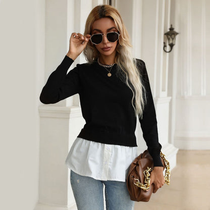 Damen Strickpullover mit Bluse Lässig Eveloria