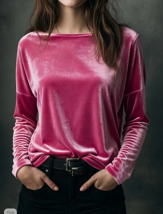Eveloria Damen Velours-Longsleeve Leicht