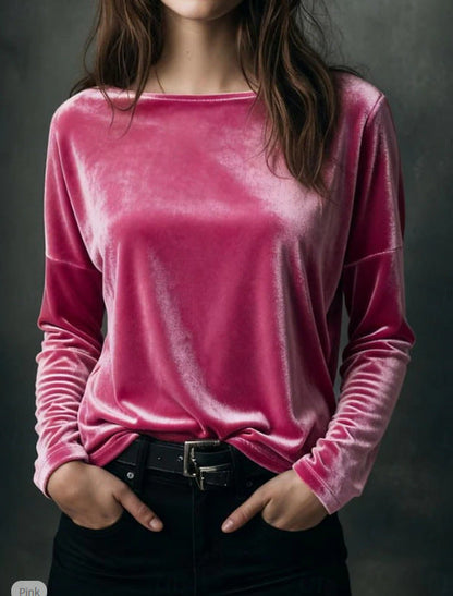 Eveloria Damen Velours-Longsleeve Leicht