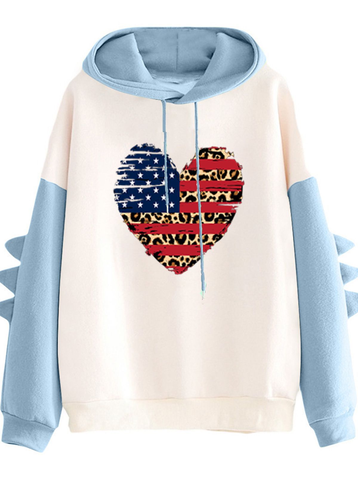 Damen Hoodie Herzdesign Trendig Grau Eveloria