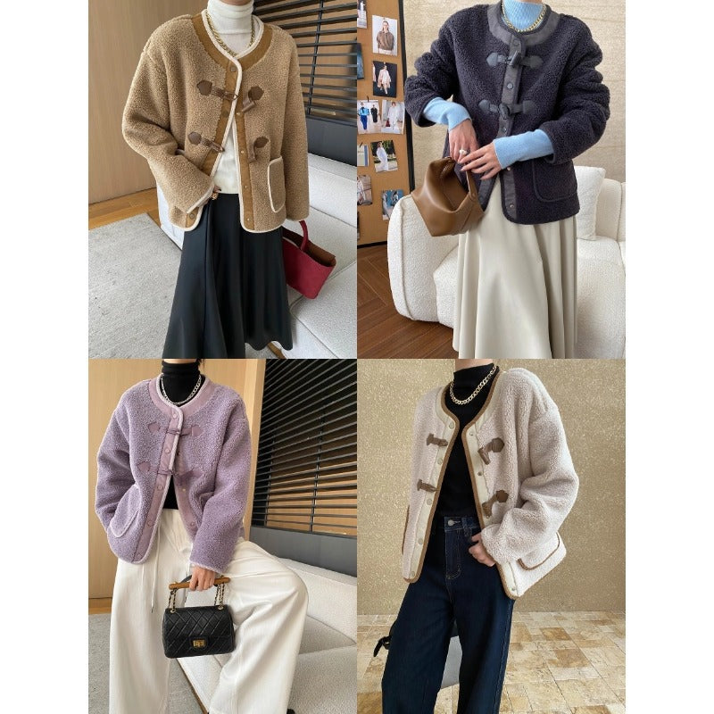 Damen Fleecejacke Kuschelig Dekorative Knöpfe Elegant Eveloria