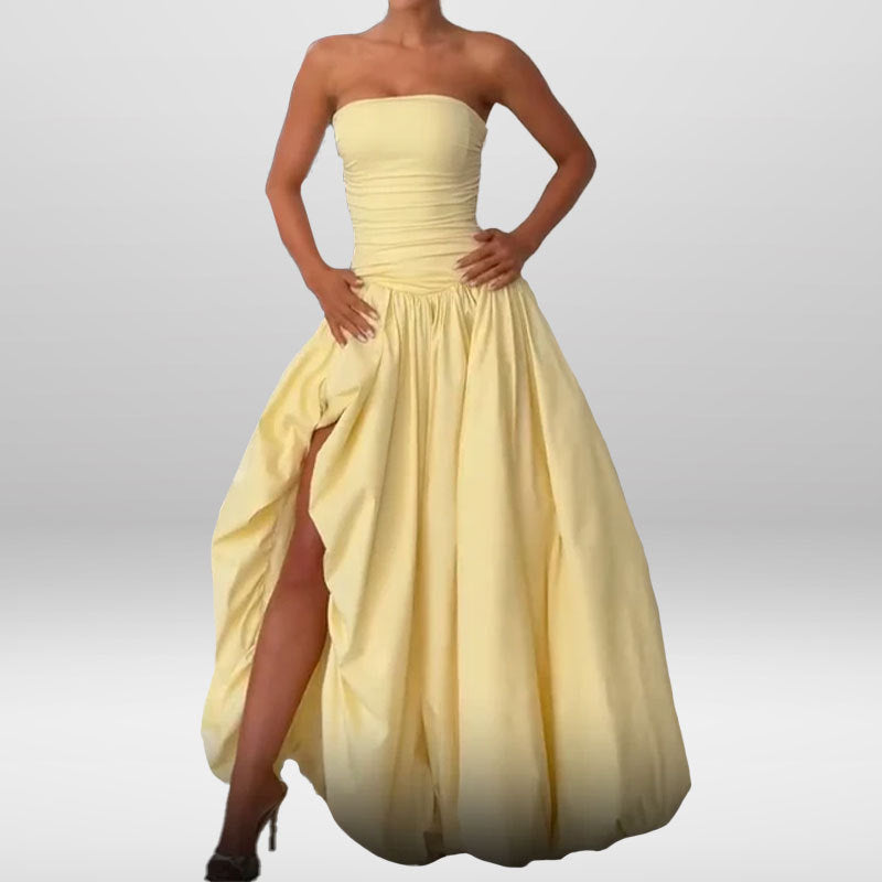 Eveloria Damen Maxikleid mit Schlitz und Volumenrock