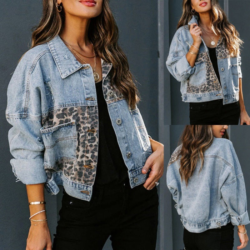 Damen Denimjacke Leo-Details Blau Eveloria - Eveloria