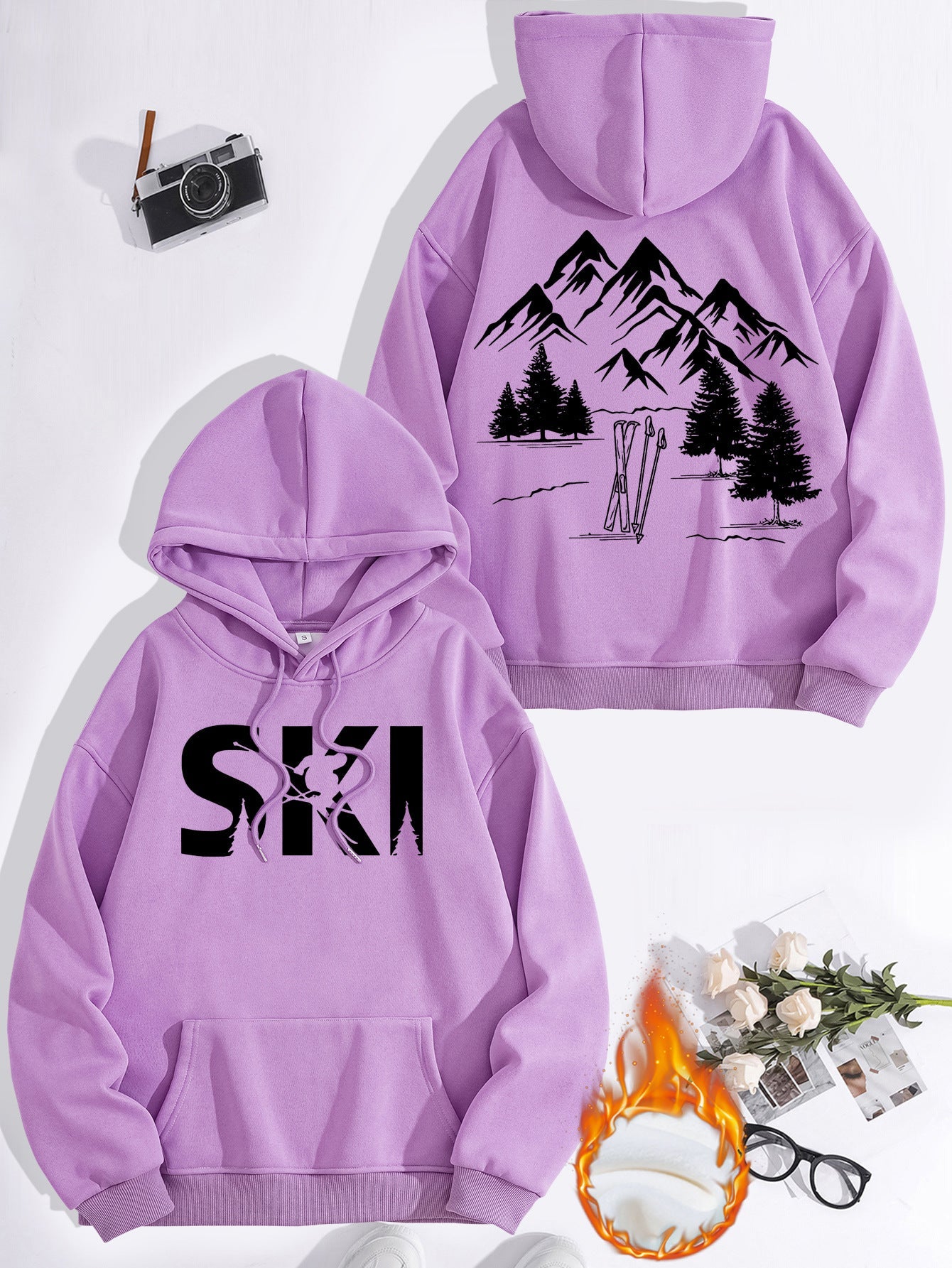 Damen Kapuzenpullover Ski-Design Gemütlich Eveloria