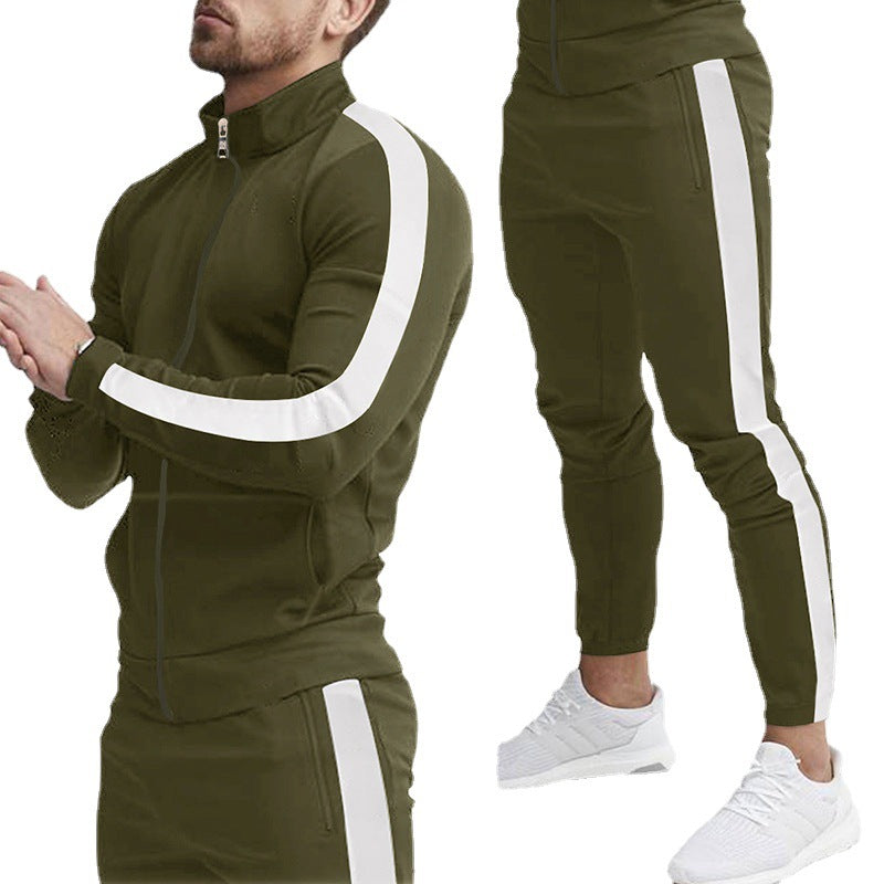 Herren Sportanzug-Set mit Reißverschluss und Streifen Eveloria