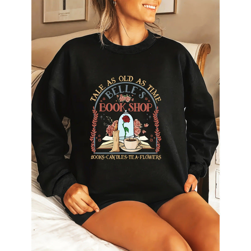 Damen Sweatshirt Buchladen-Motiv Eveloria