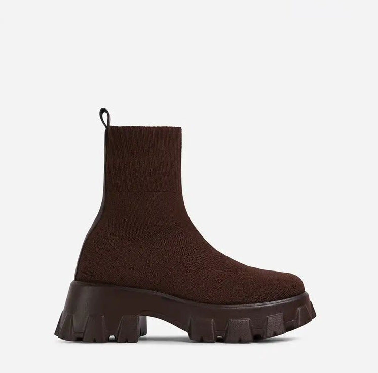 Damen Stiefel Hoch Schaft Robustes Plateau Eveloria