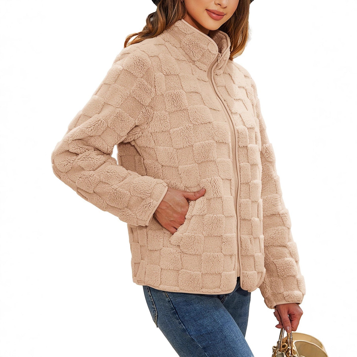 Damen Fleecejacke Strukturiert Eingrifftaschen Eveloria