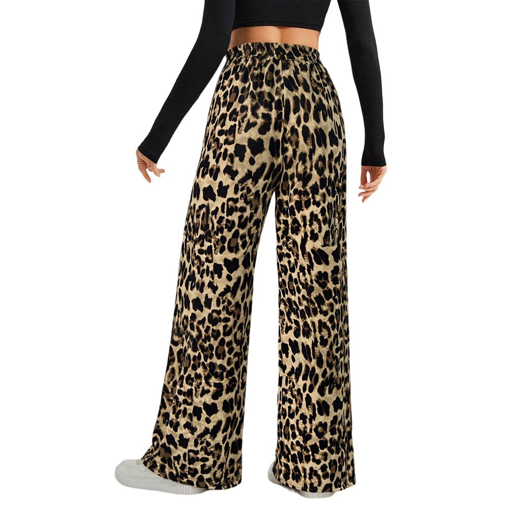 Damen Palazzo-Hose Tierprint Elastikbund
