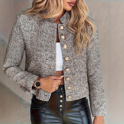 Damen Bouclé-Jacket Strukturiert Elegant