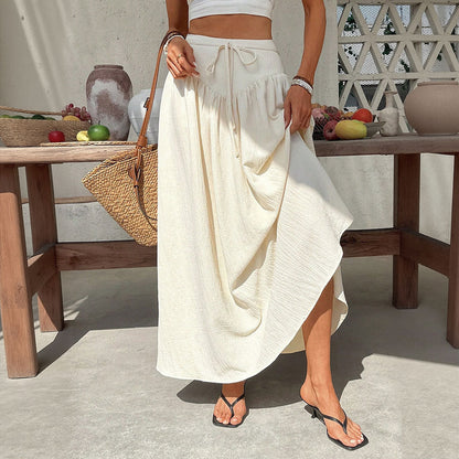 Damen Maxi-Rock Verstellbarer Taillenzug Elegantes Design