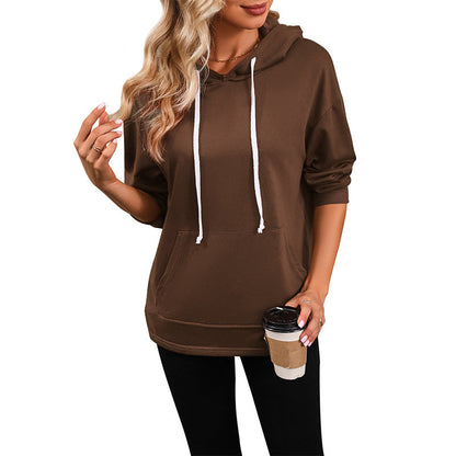 Damen Hoodie Lässig Kängurutasche Verstellbar Eveloria