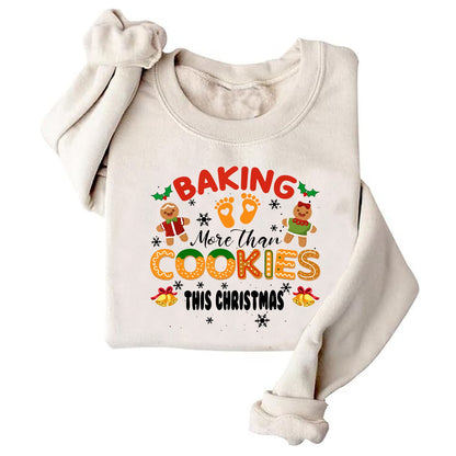 Damen Sweatshirt Weiches Fleece Weihnachtsdruck Grün