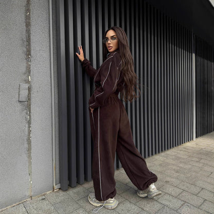 Damen Hoodie Jogginghose Set Cropped Grau Eveloria