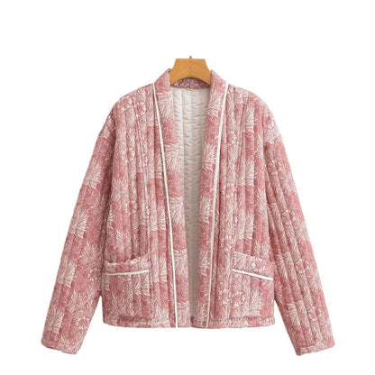 Damen Steppjacke Floralmuster Eveloria