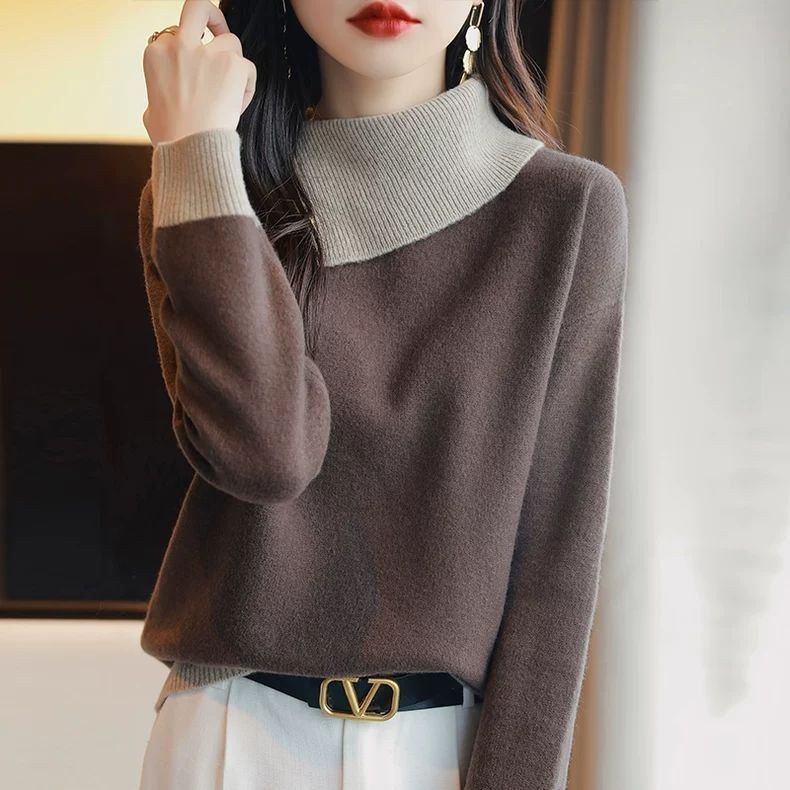 Damen Pullover Stehkragen Modern Eveloria