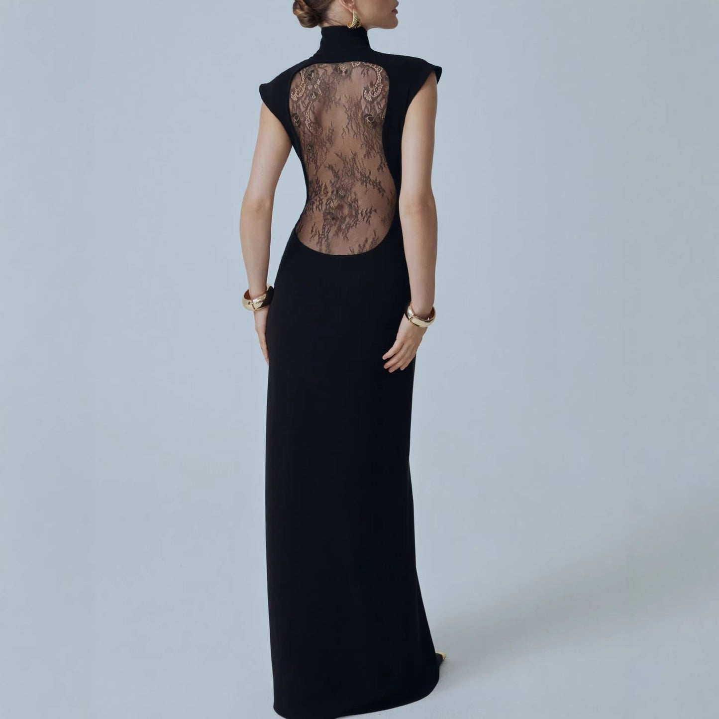 Damen Minikleid Spitzenbesatz Glitzer Ärmel