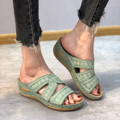 Damen Orthopädische Sandalen Sommer Atmungsaktiv Beige