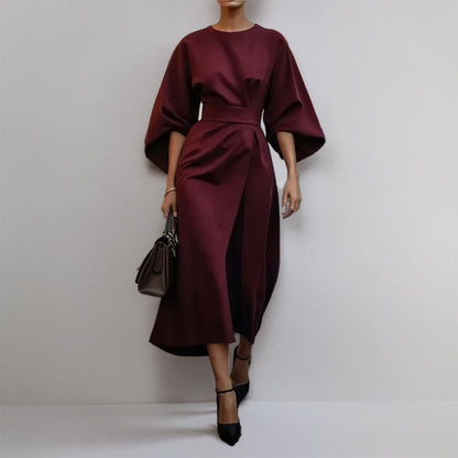 Damen Maxikleid Lässiger Schnitt Voluminöse Ärmel Eveloria