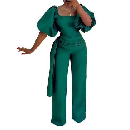 Damen Jumpsuit Voluminöse Ärmel Tailliert Eveloria