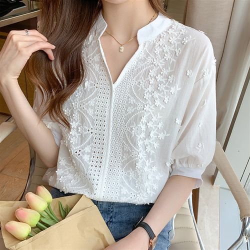 Damen Bluse Halbärmelig Floralmuster Eveloria