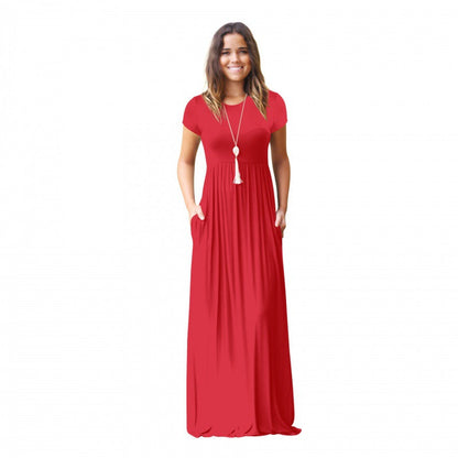 Damen Maxikleid mit Taschen Fließender Schnitt Eveloria