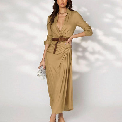 Damen Maxi-Kleid V-Ausschnitt Tailliert Eveloria