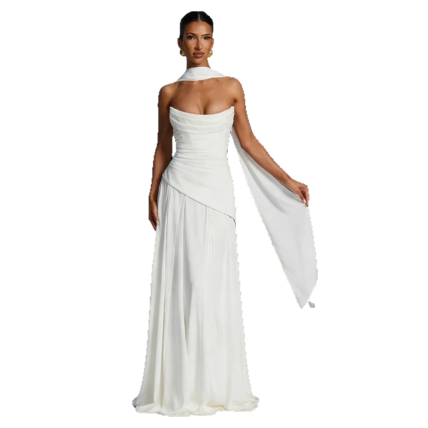 Damen Abendkleid mit Wasserfall-Ausschnitt Voluminöser Rock Eveloria