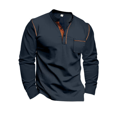 Herren Langarm-Shirt mit Kragen und Brusttasche Eveloria