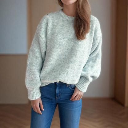 Damen Grobstrickpullover Moderner Schnitt Weite Ärmel
