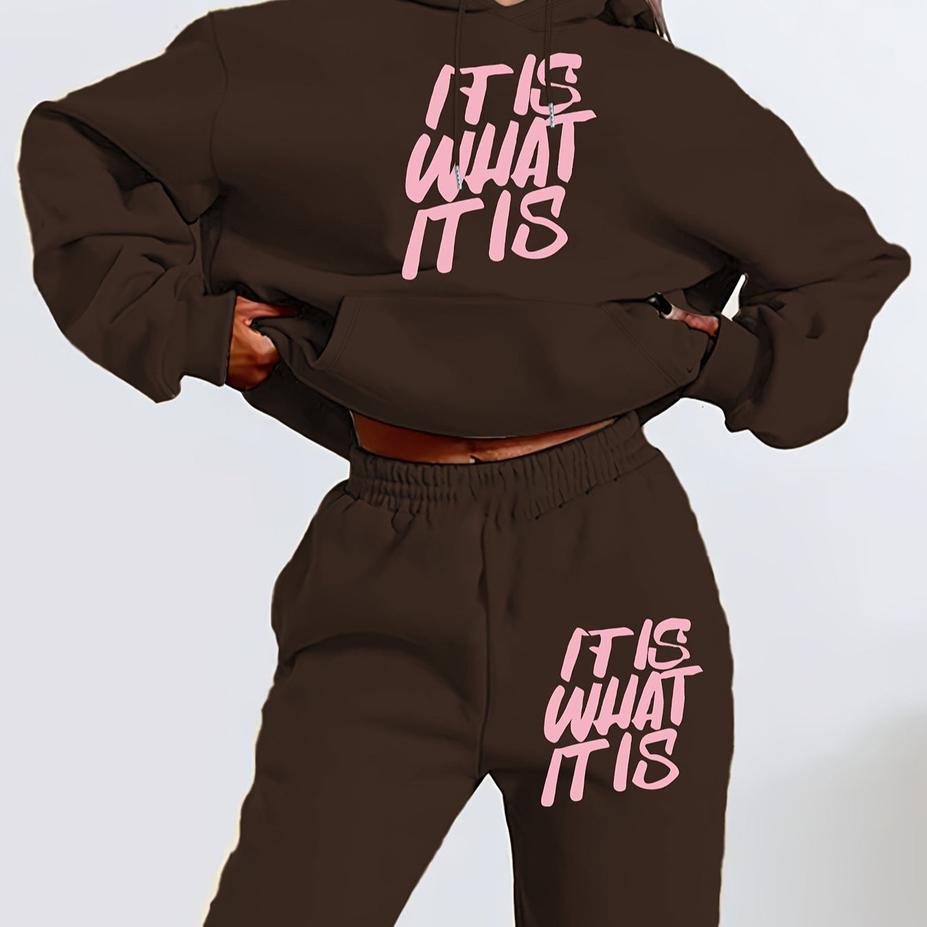 Damen Jogginganzug Statement-Print Lässiger Schnitt