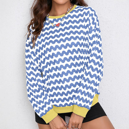 Damen Sweatshirt Wellenmuster Sportlich Farbenfroh Eveloria