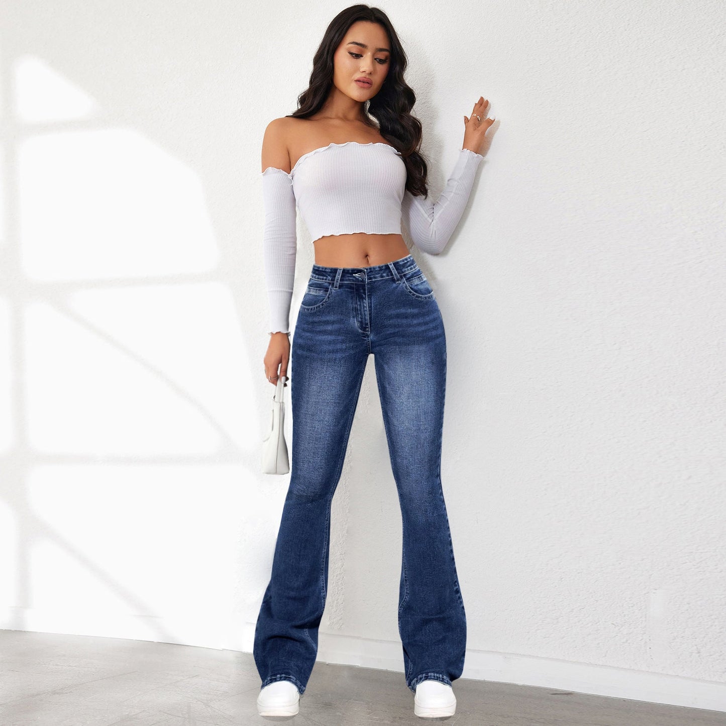 Damen Highwaist Flared Jeans Vintage-Style Eveloria