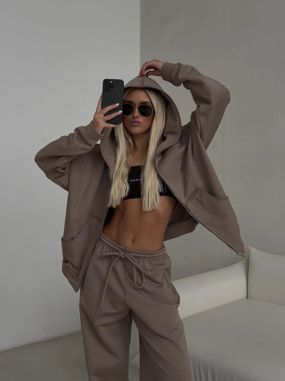 Damen Oversized-Set Hoodie und weite Hose lässig
