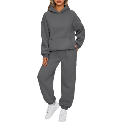 Damen Sportanzug Hoodie Jogginghosen Baumwolle Beige