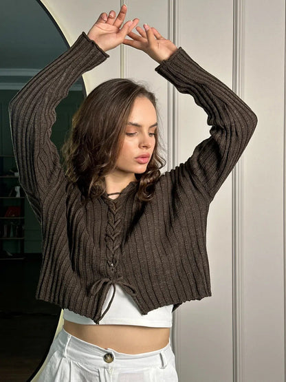 Damen Strickpullover Locker Zopfdesign Eveloria
